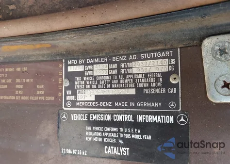 1985 Mercedes-Benz 380 Sl z USA, uszkodzony, nr VIN WDBBA45C4FA021578